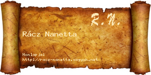 Rácz Nanetta névjegykártya